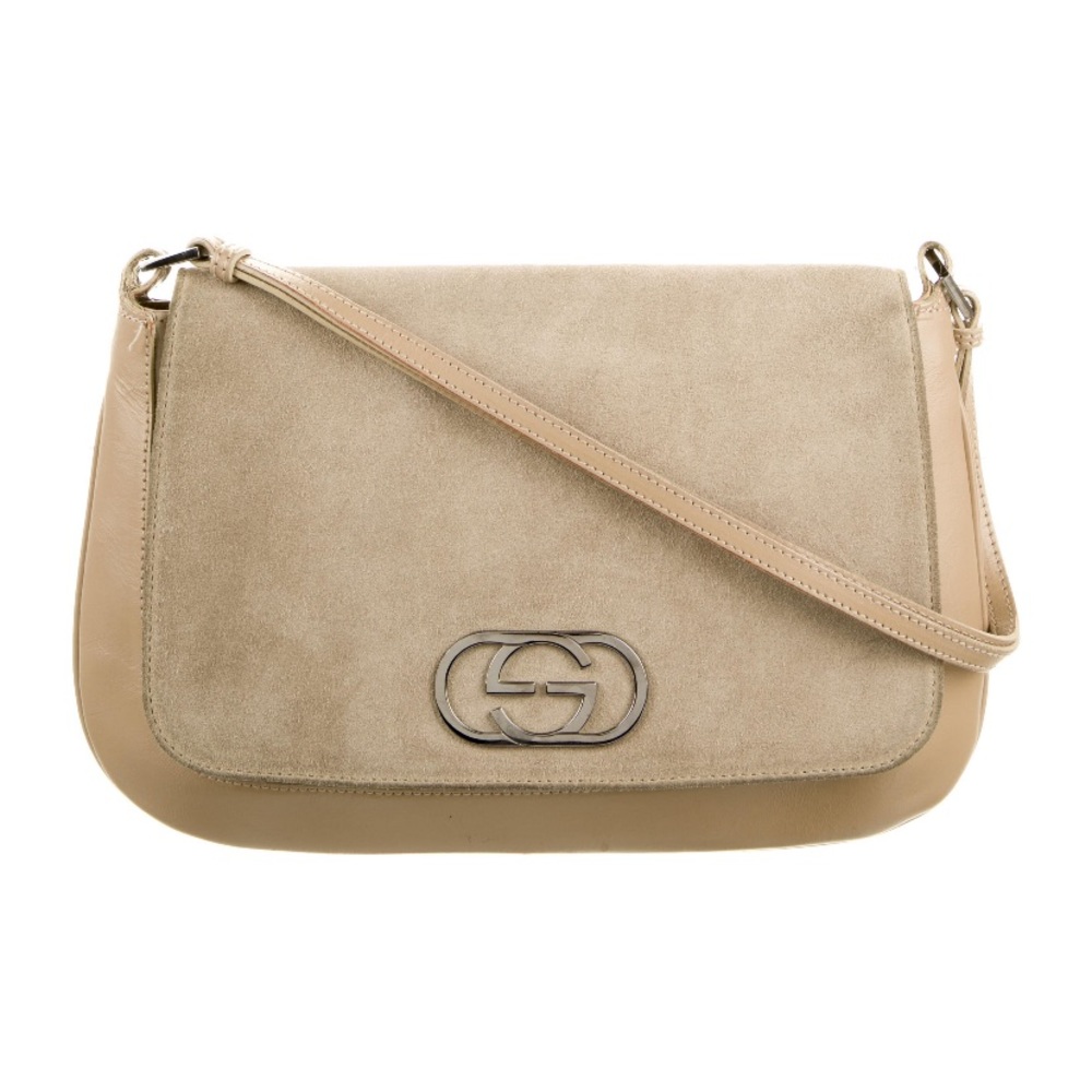 Gucci Suede Flap Shoulder Bag